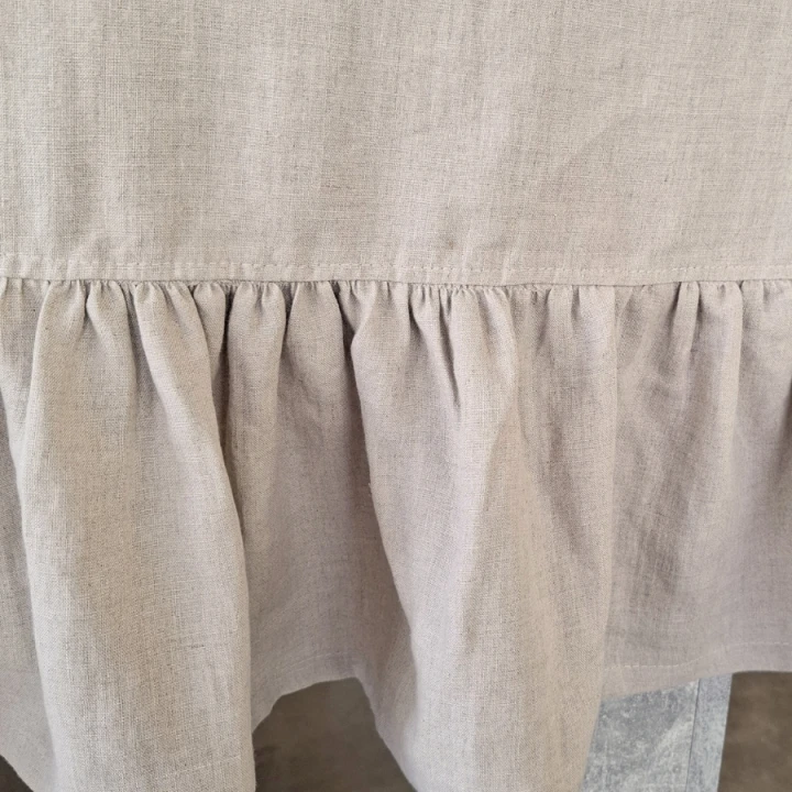 Lniany Obrus z Falbaną - NATURALNY