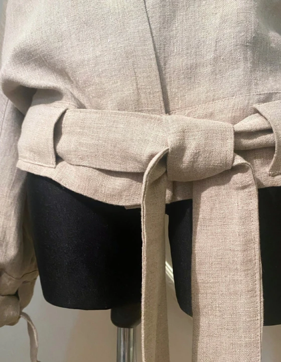 Kurtka, Żakiet damski, naturalny beż LEN 100% - rozmiar uniwersalny