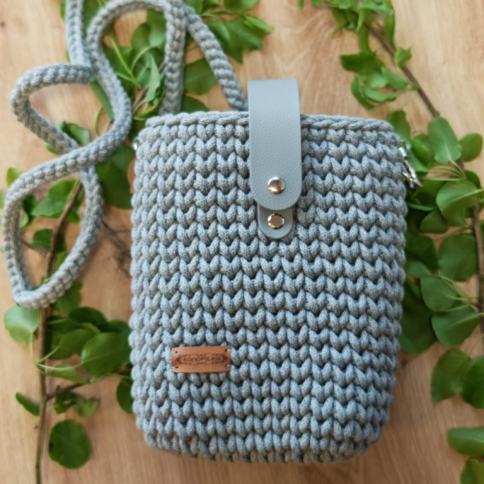 Torebka PLECIONA, listonoszka JASNY POPIEL