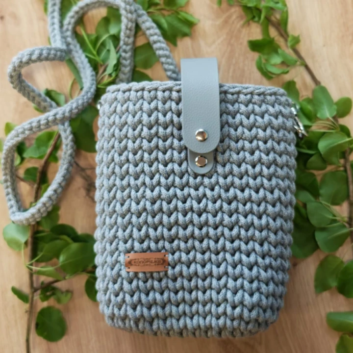 Torebka PLECIONA, listonoszka JASNY POPIEL