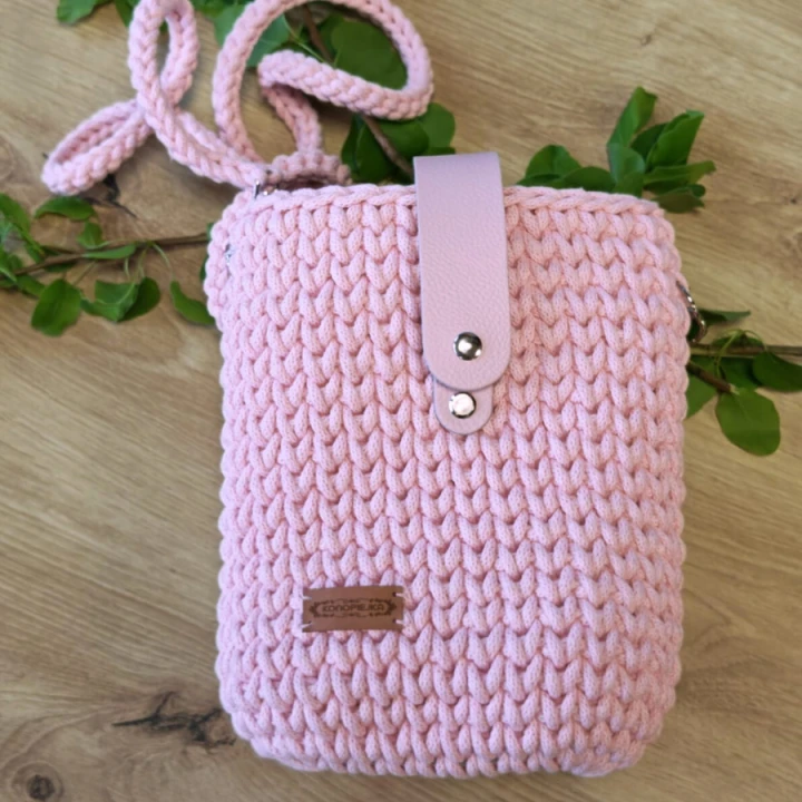 Torebka PLECIONA, listonoszka JASNY RÓŻ
