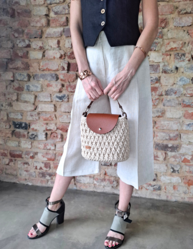 Spodnie Lniane damskie, BERMUDY/KULOTY - naturalny krem, Rozmiar S/M