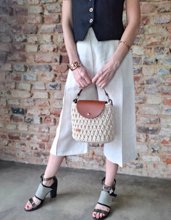 Spodnie Lniane damskie, BERMUDY/KULOTY - naturalny krem, Rozmiar S/M