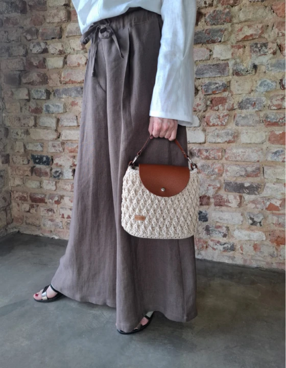 Torebka PLECIONA beżowa, KUFEREK rękodzieło