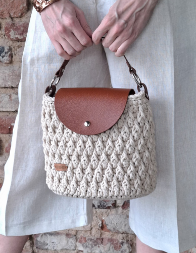Torebka PLECIONA beżowa, KUFEREK rękodzieło