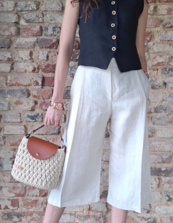 Torebka PLECIONA beżowa, KUFEREK rękodzieło