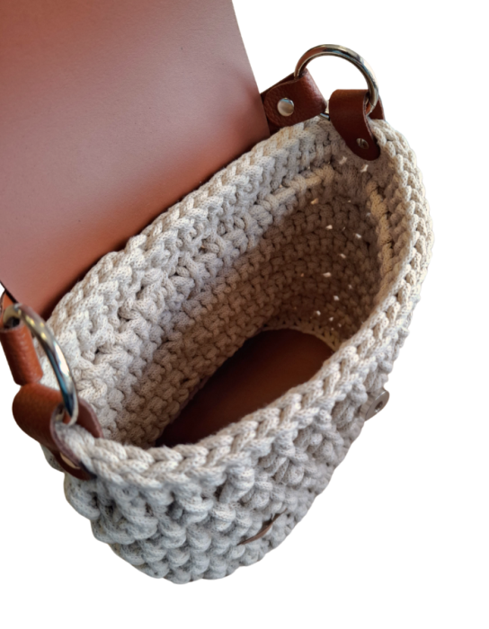 Torebka PLECIONA beżowa, KUFEREK rękodzieło