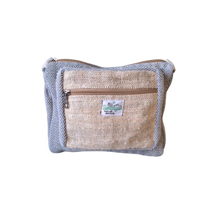 Torebka Listonoszka z konopi i bawełny - kolor NIEBIESKI
