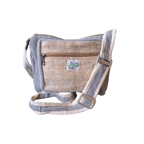 Torebka Listonoszka z konopi i bawełny - kolor NIEBIESKI