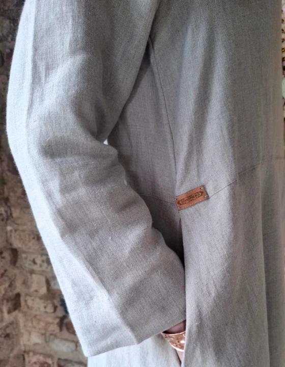 Suknia Lniana AMISZKA, maxi z zakładką - rozmiar L/XL
