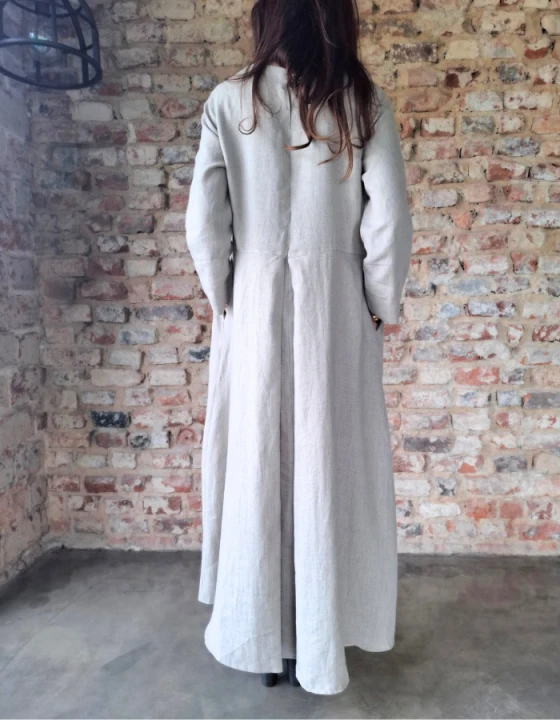 Suknia Lniana AMISZKA, maxi z zakładką - rozmiar L/XL