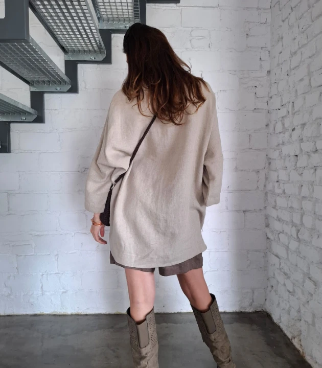 Bluza lniana z gumką - rozmiar uniwersalny, LEN 100%