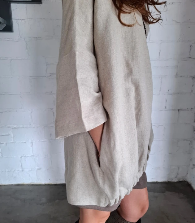 Bluza lniana z gumką - rozmiar uniwersalny, LEN 100%