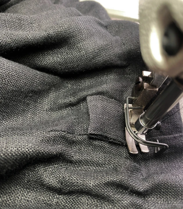 Spodnie Lniane damskie, BARELL na gumce, czarne - rozmiar S/M