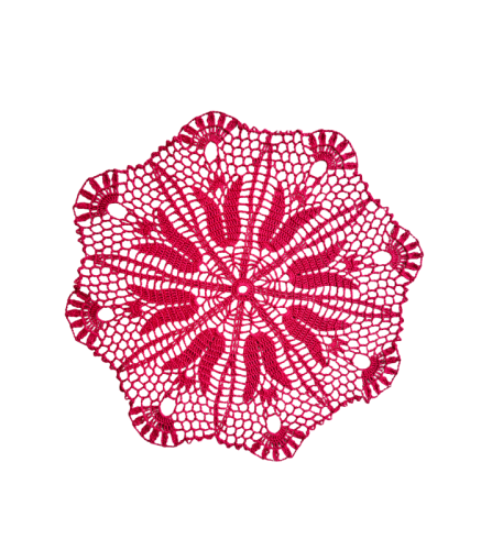 Serwetka szydełkowa CZERWONA, z nici bawełnianej - RĘKODZIEŁO 32 cm