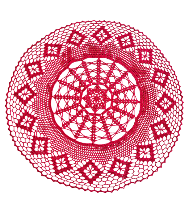 Serwetka szydełkowa CZERWONA, z nici bawełnianej - RĘKODZIEŁO 50 cm