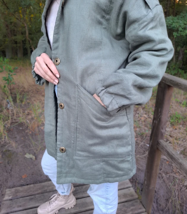 KURTKA LNIANA OCIEPLANA z bawełnianym wypełnieniem, rozmiar UNIWERSALNY