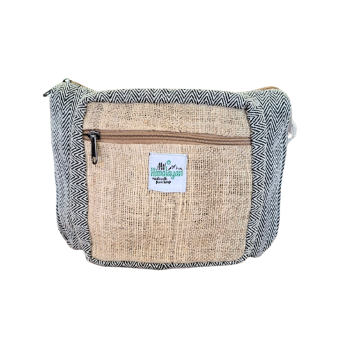 Torebka Listonoszka z konopi i bawełny - kolor CZARNY