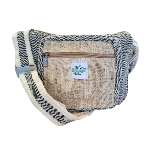 Torebka Listonoszka z konopi i bawełny - kolor CZARNY