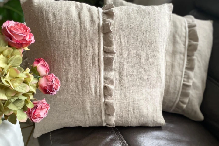 Komplet Poszewek Dekoracyjnych Lnianych - 40x40 cm (2szt.) FALBANKA