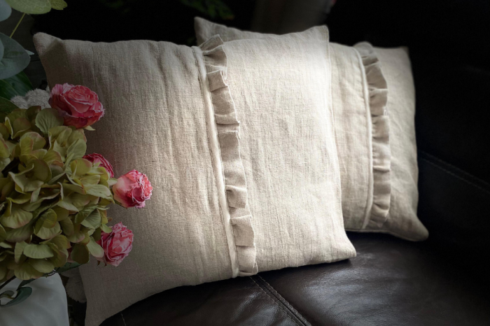 Komplet Poszewek Dekoracyjnych Lnianych - 40x40 cm (2szt.) FALBANKA