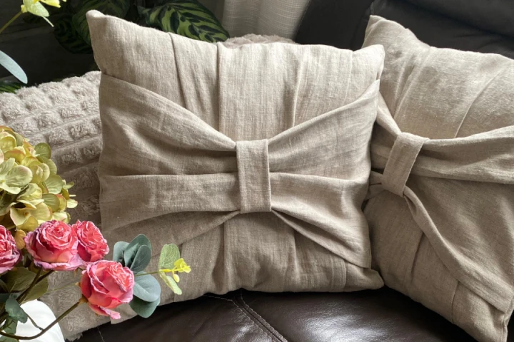 Komplet Poszewek Dekoracyjnych LEN 100% - 40x40 cm, (2 szt. ) KOKARDA