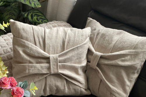 Komplet Poszewek Dekoracyjnych LEN 100% - 40x40 cm, (2 szt. ) KOKARDA