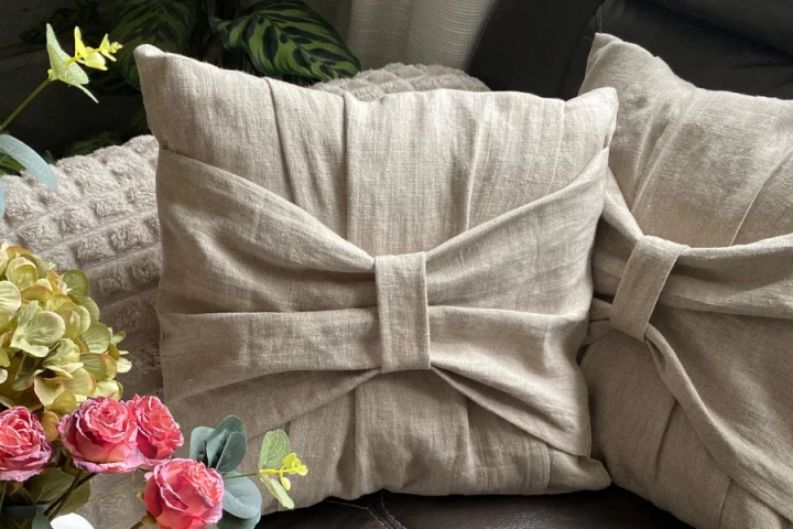 Komplet Poszewek Dekoracyjnych LEN 100% - 40x40 cm, (2 szt. ) KOKARDA