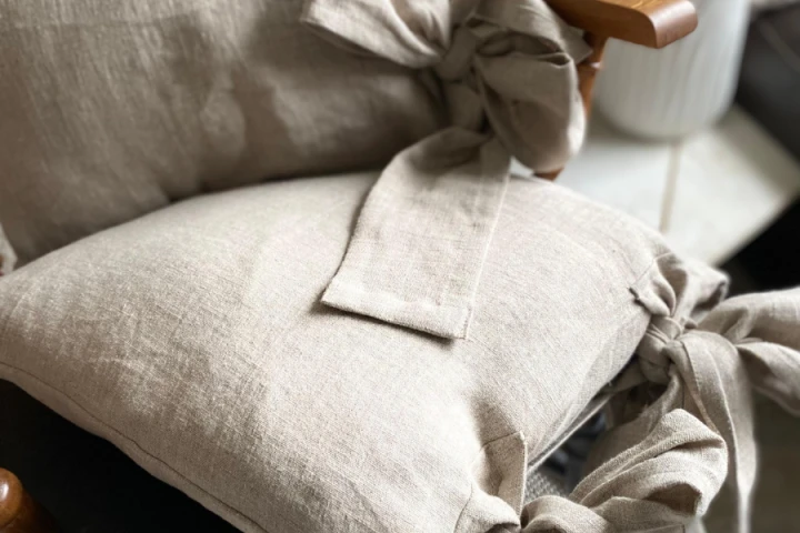 Komplet Poszewek Dekoracyjnych Lnianych - 40x40 cm, (2 szt. ) WSTĄŻKI