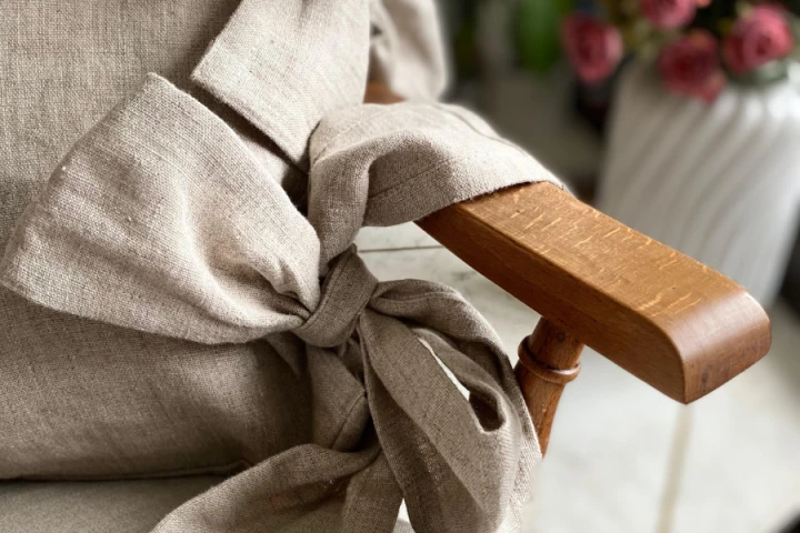 Komplet Poszewek Dekoracyjnych Lnianych - 40x40 cm, (2 szt. ) WSTĄŻKI