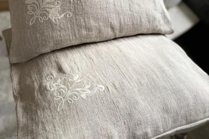 Komplet Poszewek Dekoracyjnych Lnianych - 40x40 cm, (2szt.) HAFT