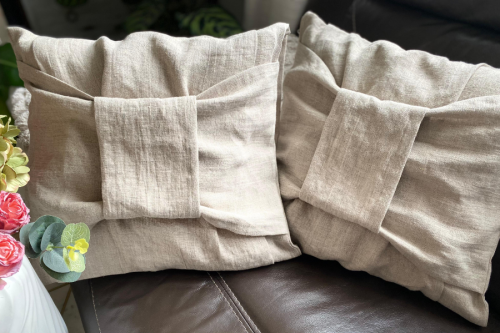 Komplet Poszewek Dekoracyjnych Lnianych - 40x40 cm, (2 szt. )