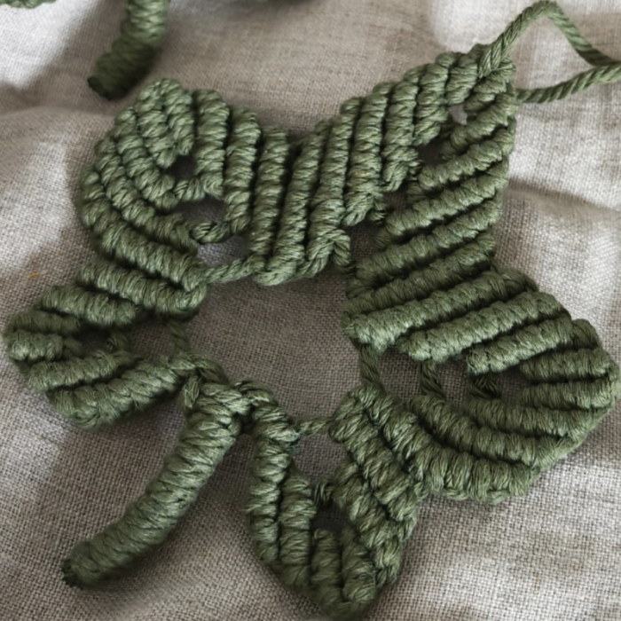 LIŚCIE 2 szt. - jesienna dekoracja ze sznurka bawełnianego ZIELONE