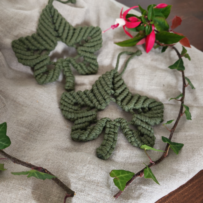 LIŚCIE 2 szt. - jesienna dekoracja ze sznurka bawełnianego ZIELONE II