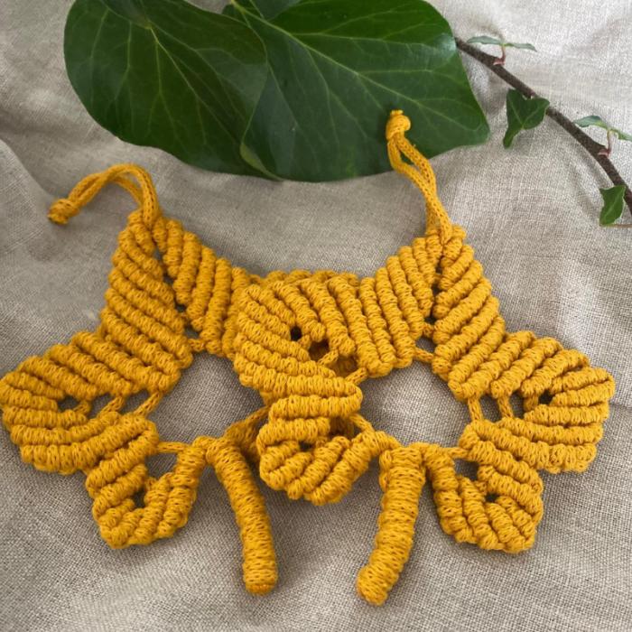 LIŚCIE - jesienna dekoracja ze sznurka bawełnianego ŻÓŁTE
