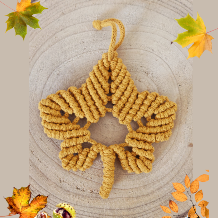 LIŚCIE - jesienna dekoracja ze sznurka bawełnianego ŻÓŁTE