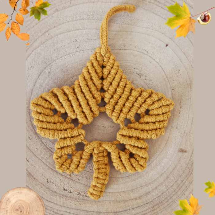 LIŚCIE - jesienna dekoracja ze sznurka bawełnianego ŻÓŁTE II
