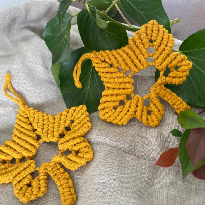 LIŚCIE - jesienna dekoracja ze sznurka bawełnianego ŻÓŁTE II