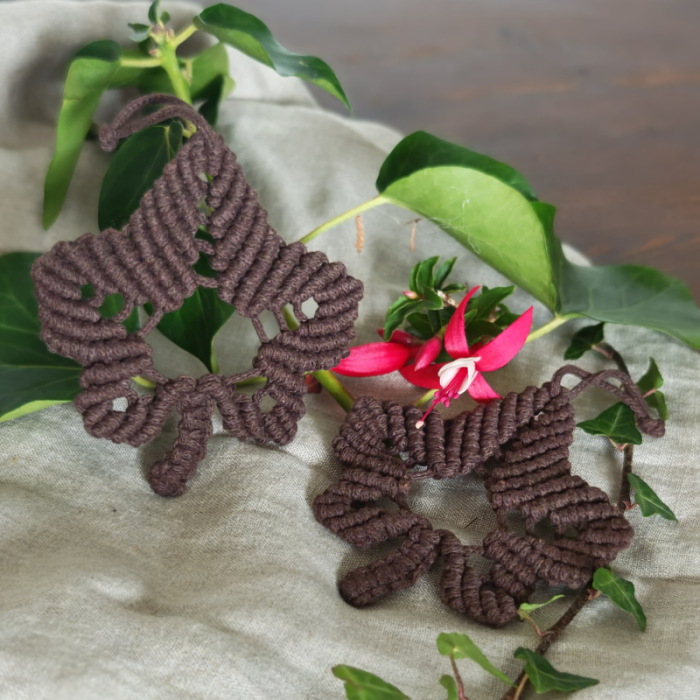 LIŚCIE - jesienna dekoracja ze sznurka bawełnianego BRĄZOWE II