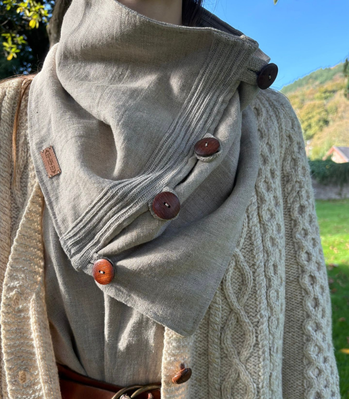 KOMIN lniany ZAPINANY NA GUZIKI