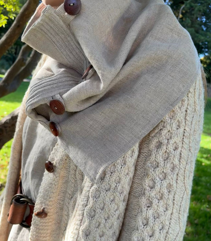 KOMIN lniany ZAPINANY NA GUZIKI