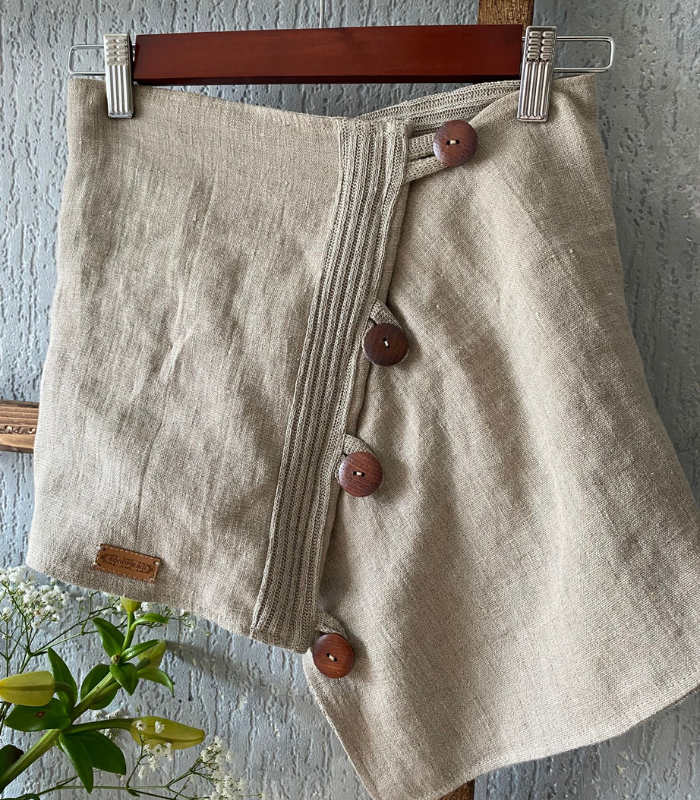 KOMIN lniany ZAPINANY NA GUZIKI