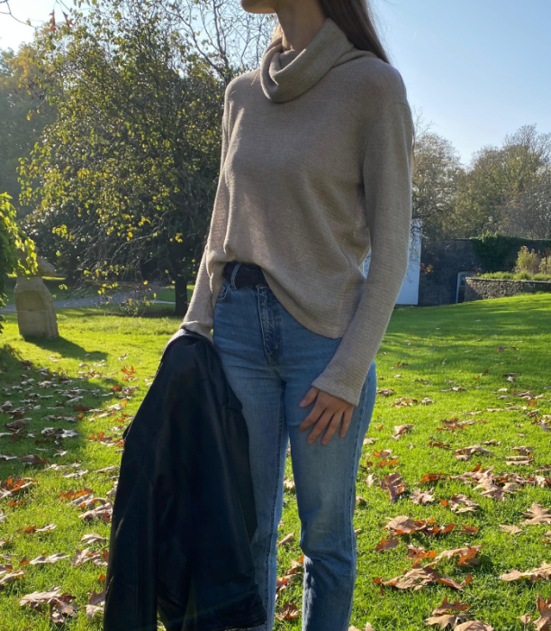 GOLF dzianinowy 100% LEN / rozmiar S/M