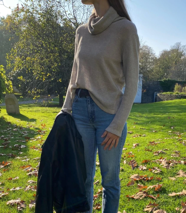 GOLF dzianinowy 100% LEN / rozmiar S/M