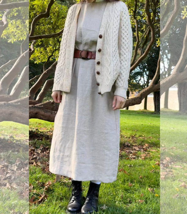 Suknia Lniana PRINCESKA 100% LEN / rozmiar S/M