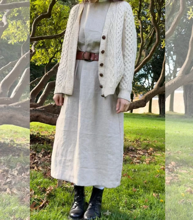 Suknia Lniana PRINCESKA 100% LEN / rozmiar S/M