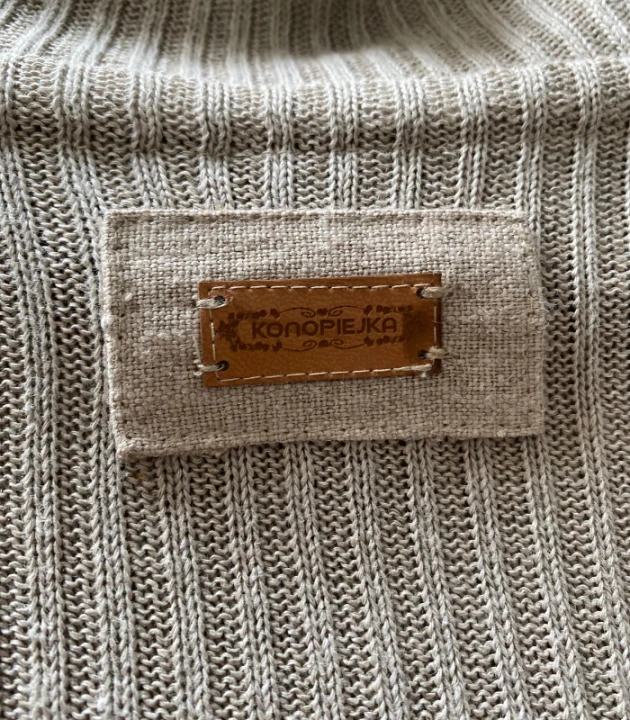 Suknia Lniana DZIANINOWA 100% LEN z półgolfem / rozmiar UNIWERSALNY