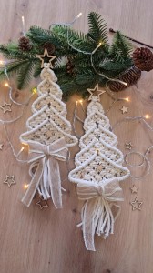 Choinka z makramy 2 szt. Ozdoba świąteczna