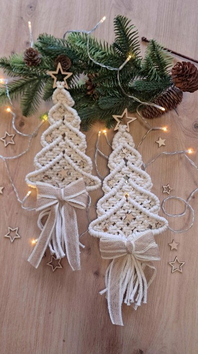 Choinka z makramy 2 szt. Ozdoba świąteczna