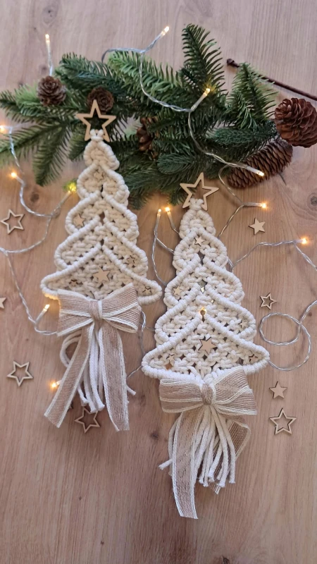 Choinka z makramy 2 szt. Ozdoba świąteczna